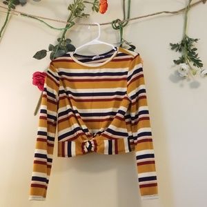Knotted Long Sleeve Top - Striped